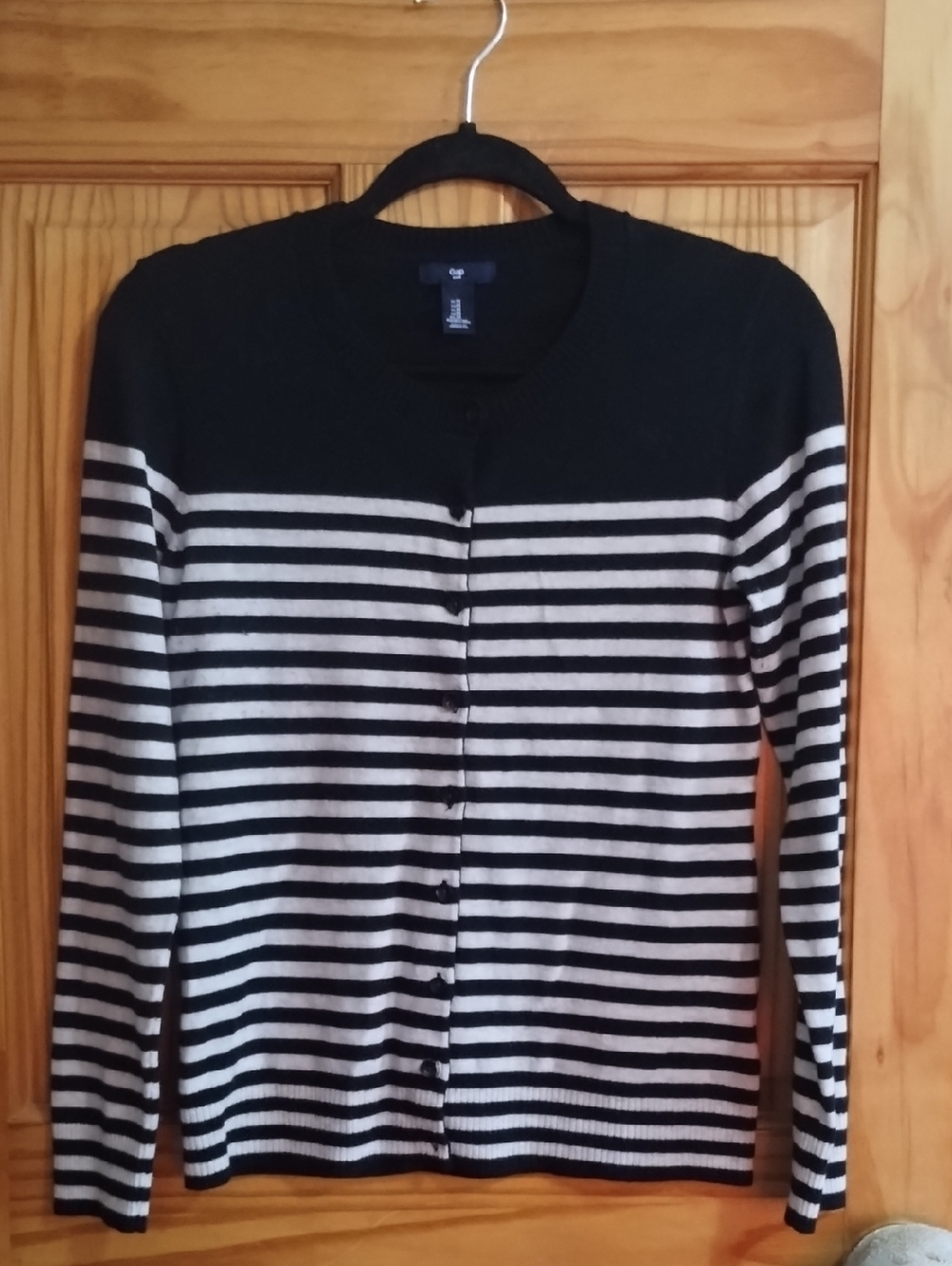 GAP Black and White Striped Women's Cardigan